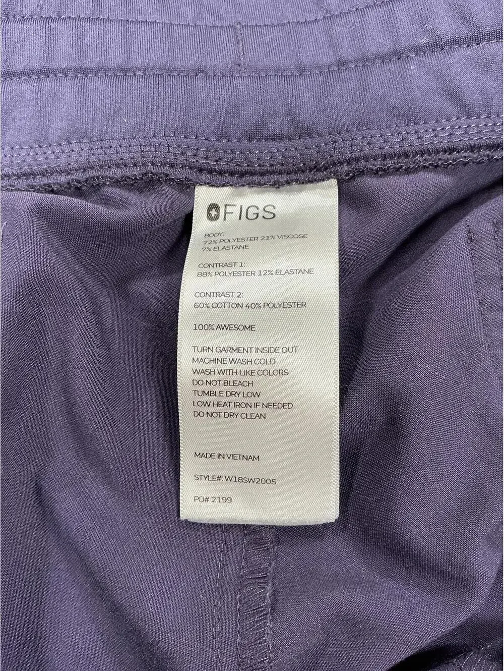 Figs Purple Jogger Pants with Zipper Pocket and Drawstring Waist (468)
